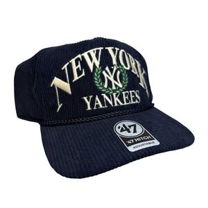 New York Yankees Hat Cap Snap Back Mens One Size Navy MLB Baseball Rope Corduroy